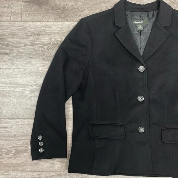 Eddie Bauer Black Wool Blazer Lined Single Breast Notch Collar Size 20 - Picture 3 of 15